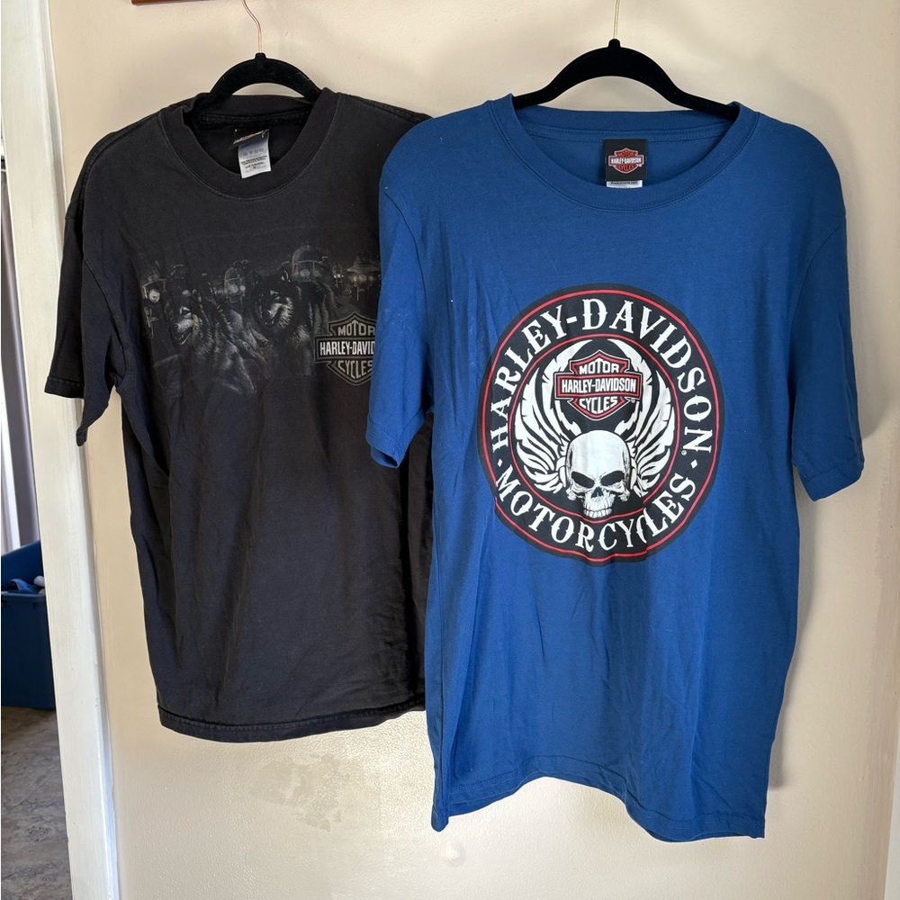 Harley-Davidson Black and Blue Men's Short Sleeve Tees